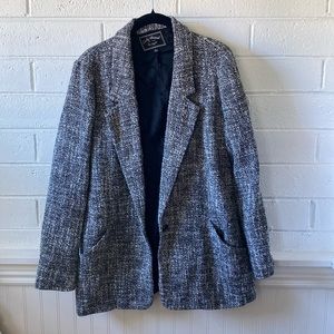 Lucky Brand Black Grey Tweed Single Button Blazer L